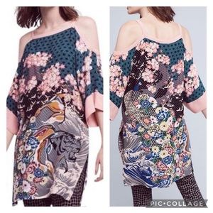 Anthropologie Maeve Kai Kimono Tunic Dress X Small Floral